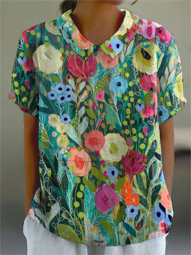 Women's Casual Loose And Versatile Short-sleeve Printed Top